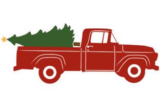 1957 Antique Pickup with Christmas Tree Illustrations