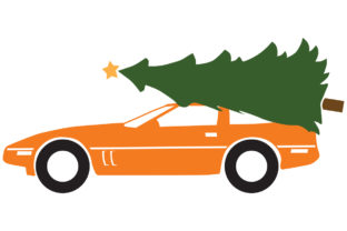 1984 Sportscar with a Christmas Tree Illustrations