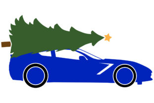 2014 Sportscar with a Christmas Tree Illustrations