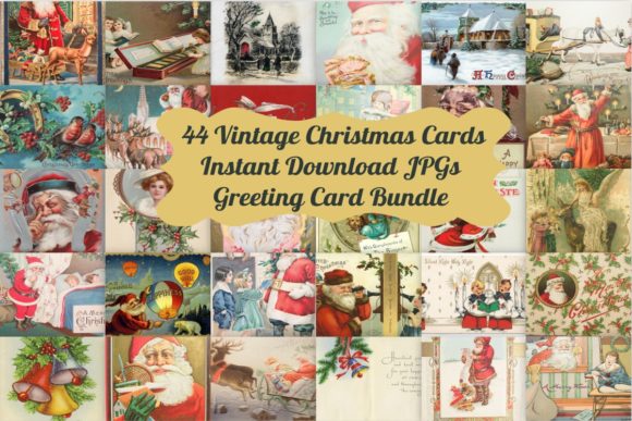 44 Vintage Christmas Card Art Illustrations