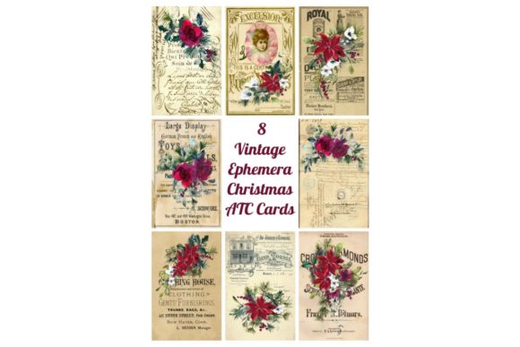8 Vintage Christmas Ephemera Cards