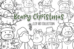 Christmas Bears Digital Stamps Illustrations