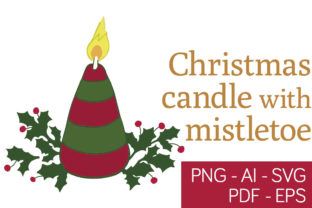 Christmas Candle with Mistletoe Illustrations