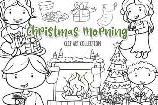 Christmas Morning Digital Stamps Illustrations
