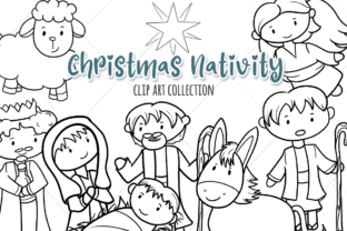 Christmas Nativity Digital Stamps Illustrations