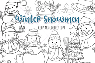 Christmas Snowmen Digital Stamps Illustrations