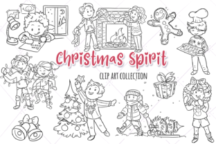 Christmas Spirit Digital Stamps Illustrations