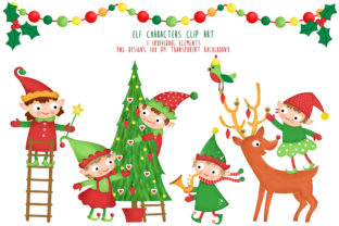 Christmas Tree Elf Santa Helpers Clipart for Seasonal Selling