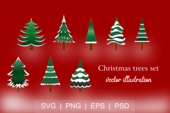 Christmas Tree Set Vector Illustration