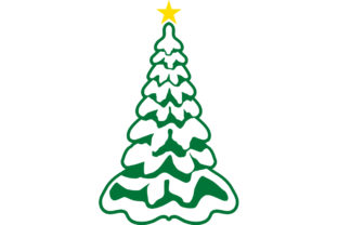Christmas Tree with Snow and Gold Star Illustrations