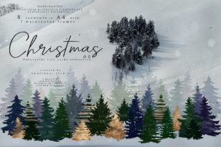 Christmas Watercolor Tree Cards Illustrations