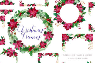 Christmas Watercolour Frames with Poinsetia