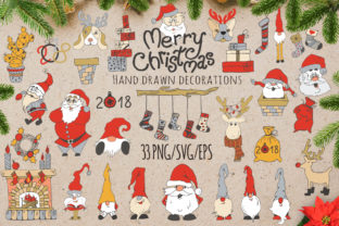 Merry Christmas Hand Drawn Decorations Illustrations