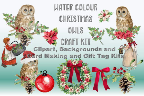 Watercolour Christmas Owls Illustrations