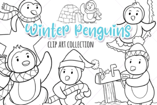 Winter Penguins Christmas Digital Stamps